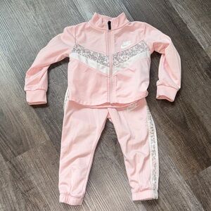 Nike Light Pink Girls' Track Set with Animal Print Trim